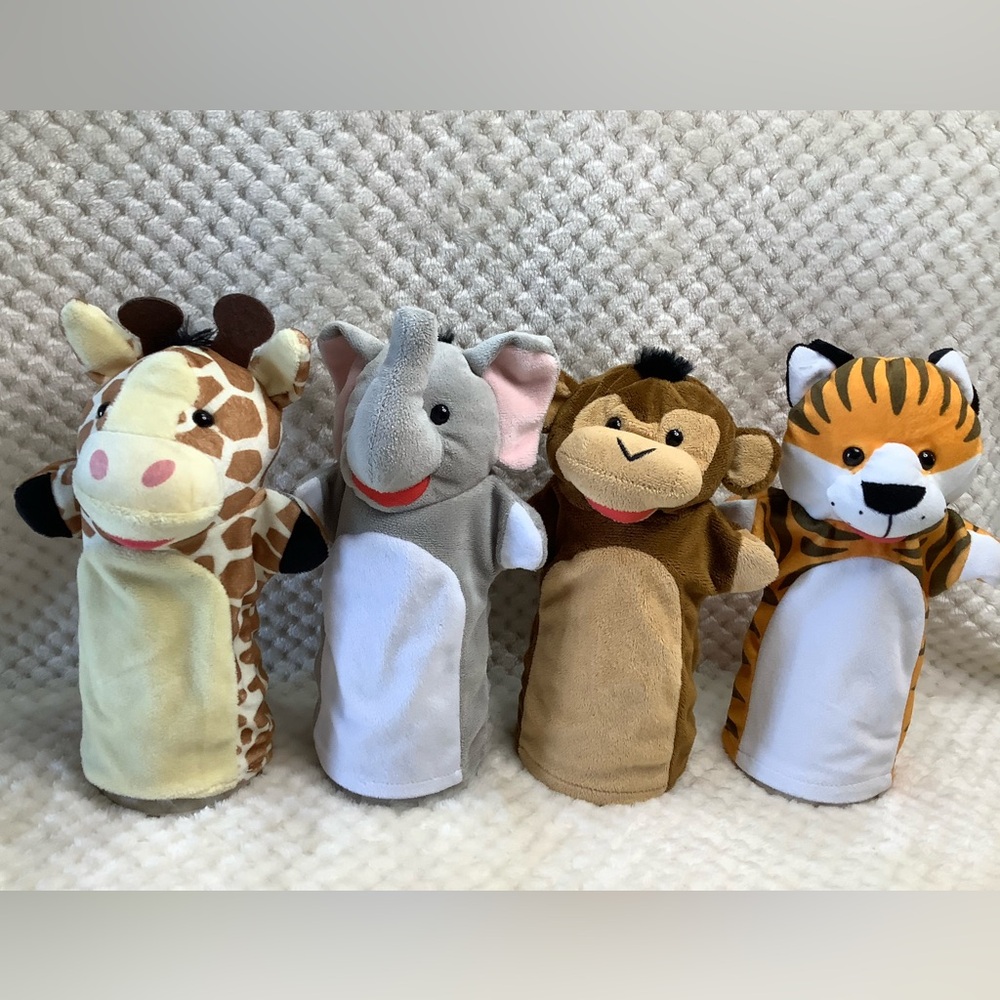 Melissa and Doug Four Piece Jungle Hand Puppet Set Stuffed Animal Toys